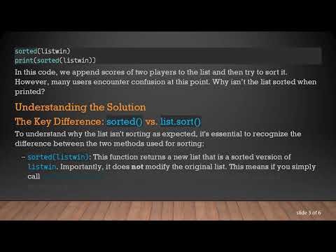 Understanding Python List Sorting: Fixing the List Will Not Sort Issue