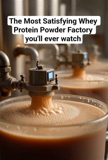The most satisfying whey protein factory you’ll ever see. #wheyprotein #howitsmade #proteinpowder