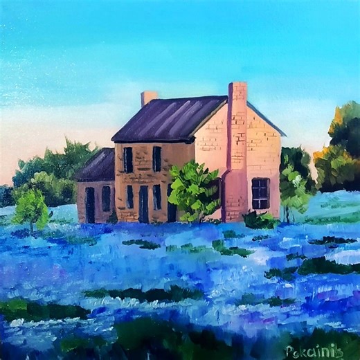 Original Bluebonnet Oil Painting, Texas Landscape Fine Art, 8x8" Original Artwork - Etsy