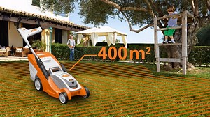 How big is your garden? You can mow up to 400 m² of lawn per battery charge with the STIHL RMA 339 C cordless lawn mower. | STIHL