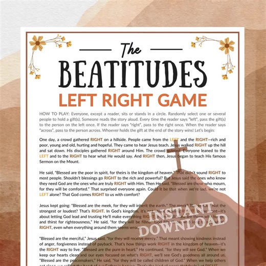 Beatitudes Left Right Game | Jesus' Sermon on the Mount Printable for Church Kids Teens Adults, Bible Sunday School Group Learning Activity - Etsy