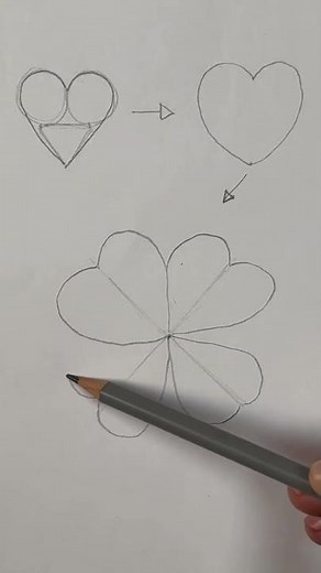 Easy way to draw a four-leaf clover 🍀