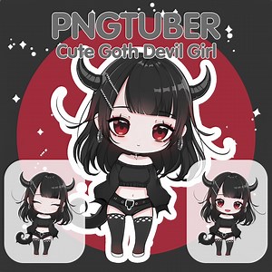 Gothic Chibi Pngtuber Model: Emo Girl Streaming Avatar Twitch Tiktok OBS Premade (digital Download) - Etsy