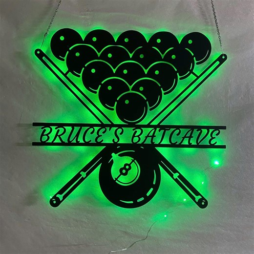 Custom Billiards Wall Art With LED – Personalized Pool or Snooker Player Name Metal Sign - Etsy