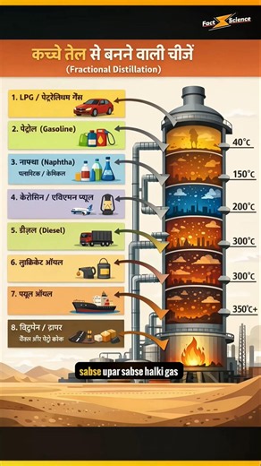 How Petrol Is Made From Crude Oil ? 😲 #shorts
