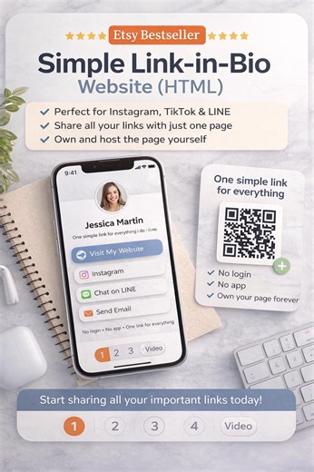 Simple Link-in-bio Website – Editable HTML Page for Instagram, LINE & Business Links - Etsy Canada