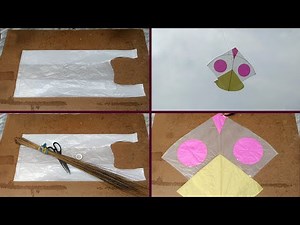 How to make kite with plastic bag and kite paper - kite making with shopping bag - diy kites