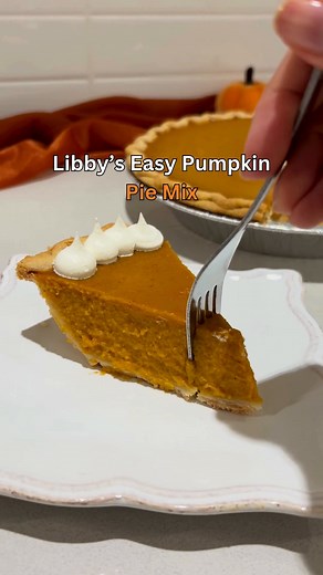 Friendsgiving coming soon? Our Easy Pumpkin Pie Mix is the perfect recipe 🧡 ready in 3 simple steps Step 1 Combine and whisk Libby's Easy Pumpkin Pie Mix, 2/3 cups Carnation Evaporated Milk and two eggs. Step 2 Pour into an unbaked pie shell. Step 3 Bake 425° F for 15 minutes, then reduce to 350° F and bake for 30-40 minutes or until knife inserted near center comes out clean. | Libby's Pumpkin