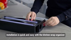 SuitOn 18 Inch Roll Extra Large 2 in 1 Wrap Organizer with Cutter and Labels | Plastic Wrap Aluminum Foil and Wax Bamboo Dispenser | Kitchen Storage Organizer Roll Black Color XL Large Size