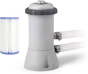 INTEX C530 Krystal Clear Cartridge Filter Pump for Above Ground Pools: 530 GPH Pump Flow Rate – Bundled with Dacron Paper Type A Pool Filter Cartridge