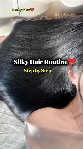 Silky hair routine 🎀 Haircare Tips #haircare #hair #silkyhair #shorts