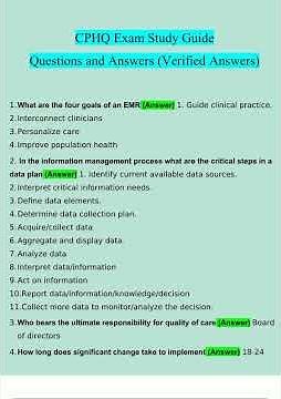 Cphq Exam Study Guide Questions And Answers 20252026 Verified Answers By Expert