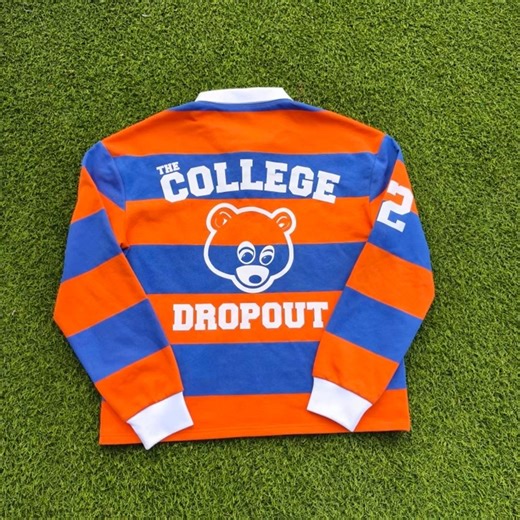 The College Dropout (kanye Inspired) Orange & Blue Polo Rugby Sweatshirt - Etsy
