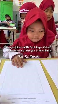 Mengerjakan LKPD Seni Rupa Kelas 1 - Pola Berulang Di Balik dengan Menebalkan