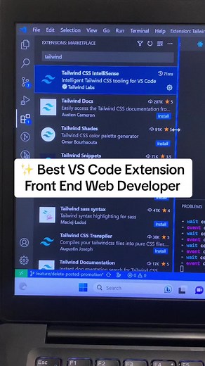 Tailwind CSS Intellisense ~ Best VS Code Extension for Front end Web Developer #fypシ゚ #fyp #tiktok2023 #IT #coding #vscode #technology #programming #tailwindcss #webdeveloper #softwareengineer #frontenddeveloper #fullstackdeveloper #khmer #xyzbca