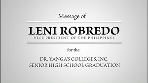 One of the highlights of our Virtual Graduation program for the Senior High School Department is a special message for our DYCIan Graduates from no less than the Vice President of the Philippines, VP Leni Robredo. If there could be one good thing that this pandemic taught us, it could be selflessness - giving of oneself despite of the challenges and difficulties. It made us realize that there are still people who are always willing to help regardless of the situation. Our country, despite of bei