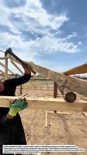 Fast Wooden Roof Truss Support Installation | Simple Timber Bracing Technique for Roof Stability.