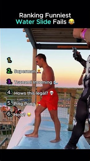 Ranking The Funniest Water Slide Fails 😂 #funny #funnyvideos #ranking #slide #top5 #fails