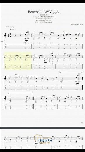 Bourrée - BWV 996 (J.S. Bach) Classical Guitar Arrangement (Another version)