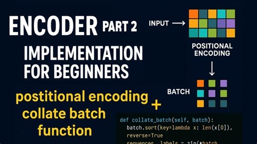 Positional encoding, Collate batch function , dataset class using Pytorch . encoder part 2 | Sanskar Maheshwari