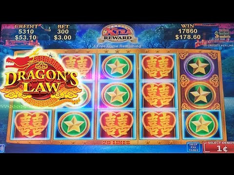 MAX BET BIG WIN! Dragons Law Slot Machine Bonus ~ Konami Slots