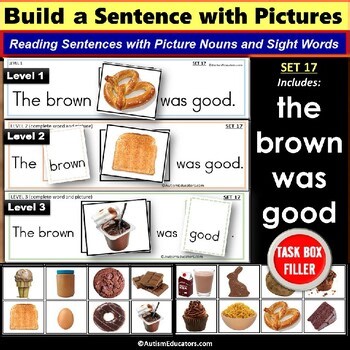 Build a Sentence with Picture Nouns and Sight Words for Beginning Readers SET 17