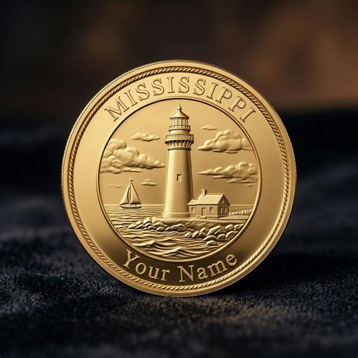 Mississippi Lighthouse Coin Nautical Vintage Keepsake Custom Name Engraved Gift for Mariners Anniversary - Etsy