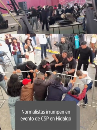 Normalistas irrumpieron en evento de CSP en Hidalgo #entérateenreforma #tiktokinforma #hidalgo🇲🇽 #CSP #mitin #normalistas