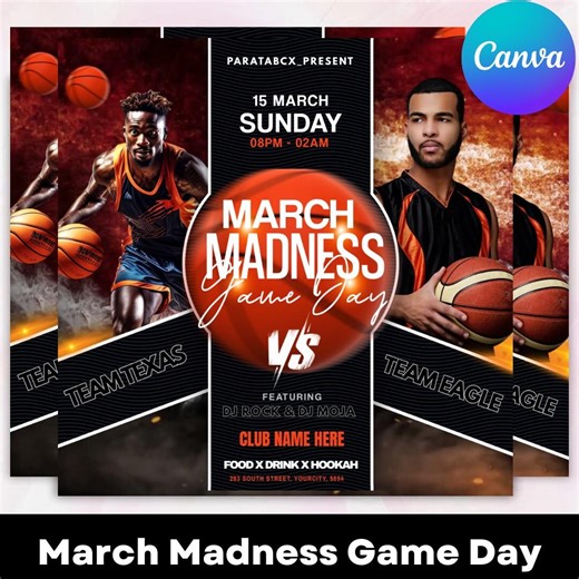 Game Day Basketball Flyer Template | Editable March Madness Canva Template Download - Etsy