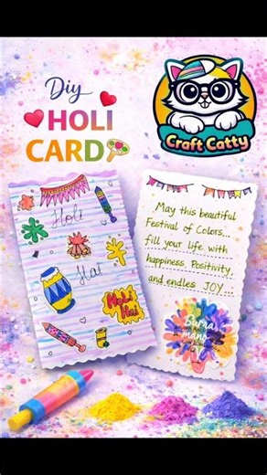 Handmade Holi 🎨Card Card with Colours & Pichkari Theme #holi #diy #craftshorts #festival #viralcraft