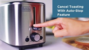 BLACK DECKER 2‑Slice Toaster, Stainless Steel, Extra‑Wide Self‑Centering Slots, 7 Adjustable Shade Settings