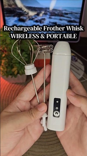 Wireless Electric Frother Whisk - Type C Rechargeable w/ Adjustable Speed - Handheld Foam Froth