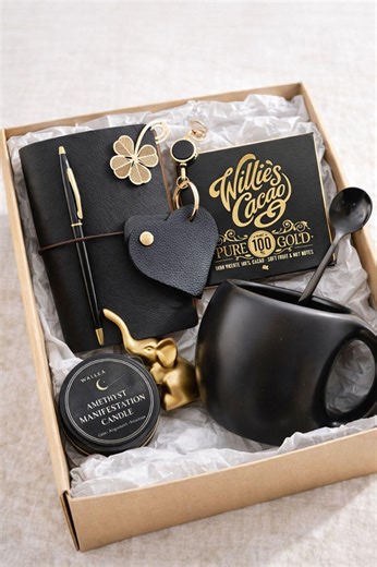 Black Gold Gift Box, Elegant Mug, Candle, Chocolate, Birthday Gift for Her - Etsy UK