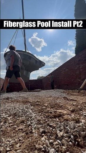 Fiberglass Pool Install Pt2 🚜 Crane Lift & Placement Day!