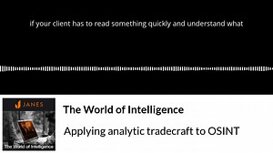In case you missed it…. Janes Podcast: Applying Analytic Tradecraft to OSINT. Gain unique insights into analytic standards, OSINT and the Intelligence Community Directive 203 (ICD 203), with special guest Kathryn Haahr-Escolano, who has worked in the US Intelligence Community, and a practitioner of the ODNI/AIS Analytic Tradecraft standards. Listen in full https://hubs.la/Q01fTylF0 #OSINT #Podcast #Intelligence | Janes