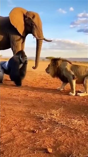 Gorilla, Lion and Elephant