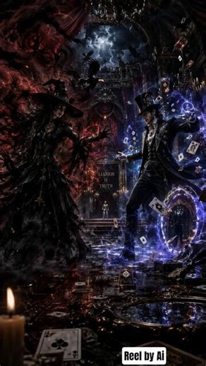 Dark magic meets stage magic… who wins? 🎩 🧙‍♀️ #ai #fantasy #magic #cinematic #magician #witch