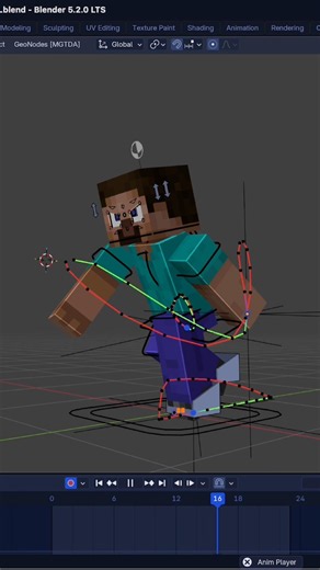 Angry Steve | Walk cycle animation #blender3d #minecraft #animation
