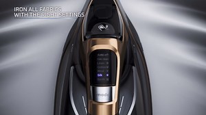 Rowenta Iron Steam Force Pro Steam Iron for Clothes, 1850 Watts, 5 Presets Smart Screen, Stainless Steel Soleplate, High-Efficiency Handheld Ironing, Black Copper, DW9580