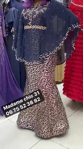 6.2K views · 233 reactions |  Robe de soirée avec une cape en mousseline perlée  • Taille : 42-44-46-48-50 ☎️ 06 75 52 38 82  Livraison Disponible | Madame chic | Facebook
