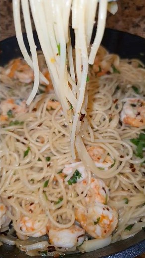 Easy Shrimp Spaghetti Aglio e Olio.Deliciouso #easyrecipe
