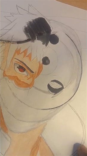 I make obito drawing using water colour #anime #drawing #naruto #art #drawing