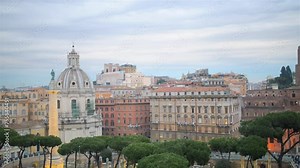 Trajans Column and Basilica Ulpia in Rome, Italy