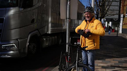 James May arrives at London court via bicycle to settle uninsured motorcycle charge