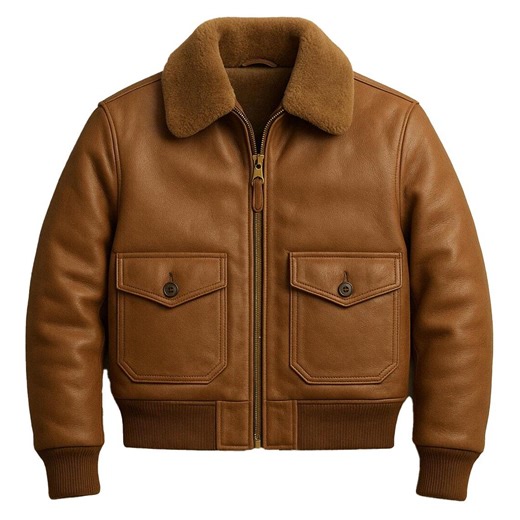 Handmade Brown Leather Aviator Jacket – Shearling Collar Bomber - Etsy