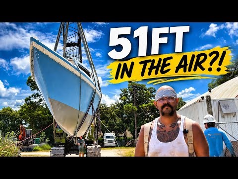 You ever see a 51ft boat fly? Moving our massive catamaran.