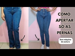 Como apertar CALÇA JEANS FLARE só nas pernas com costura à mão | DIY