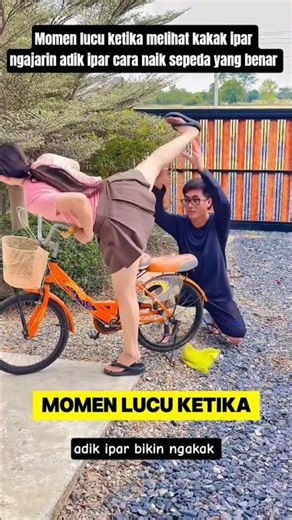Funny moment when a brother/sister-in-law teaches their sibling-in-law how to ride a bike properl...
