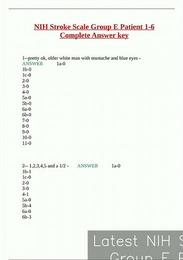Latest NIH Stroke Scale Group E Patient 16 Complete Answer key video