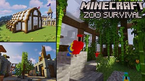 Minecraft Zoo Survival: Parrot Greenhouse and Entrance Area